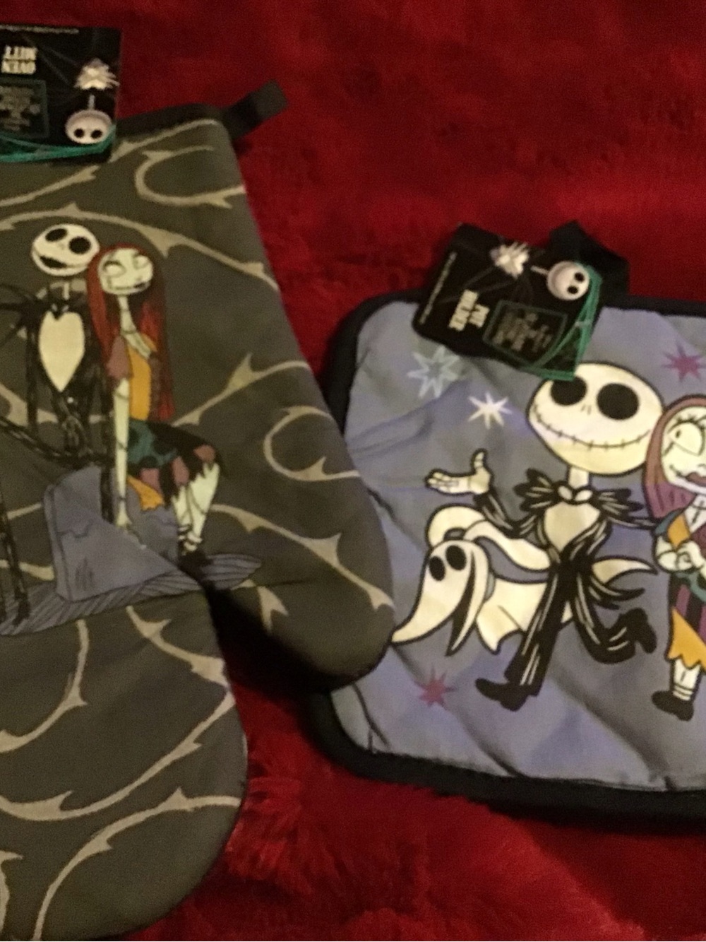Kids Gray Oven Mitt & Blue Pot Holder Set